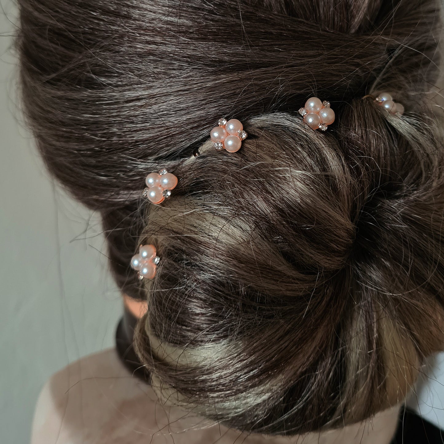 Ivory White Diamante Cluster Pearls Hair Pins Set of 6 Silver Plated Rose Gold Pearl Small Hair Pin Sets for Bridal Wedding Bridesmaids