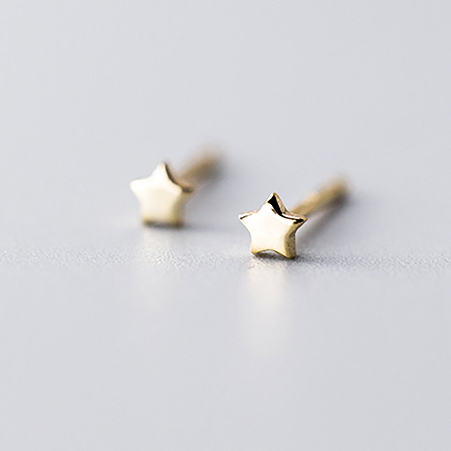 Tiny Mini Small 18k Sterling Silver Flower Studs Earrings Sleep in Diamante Crystal Clover Studs Mini stacking Wish Star Second Piercing