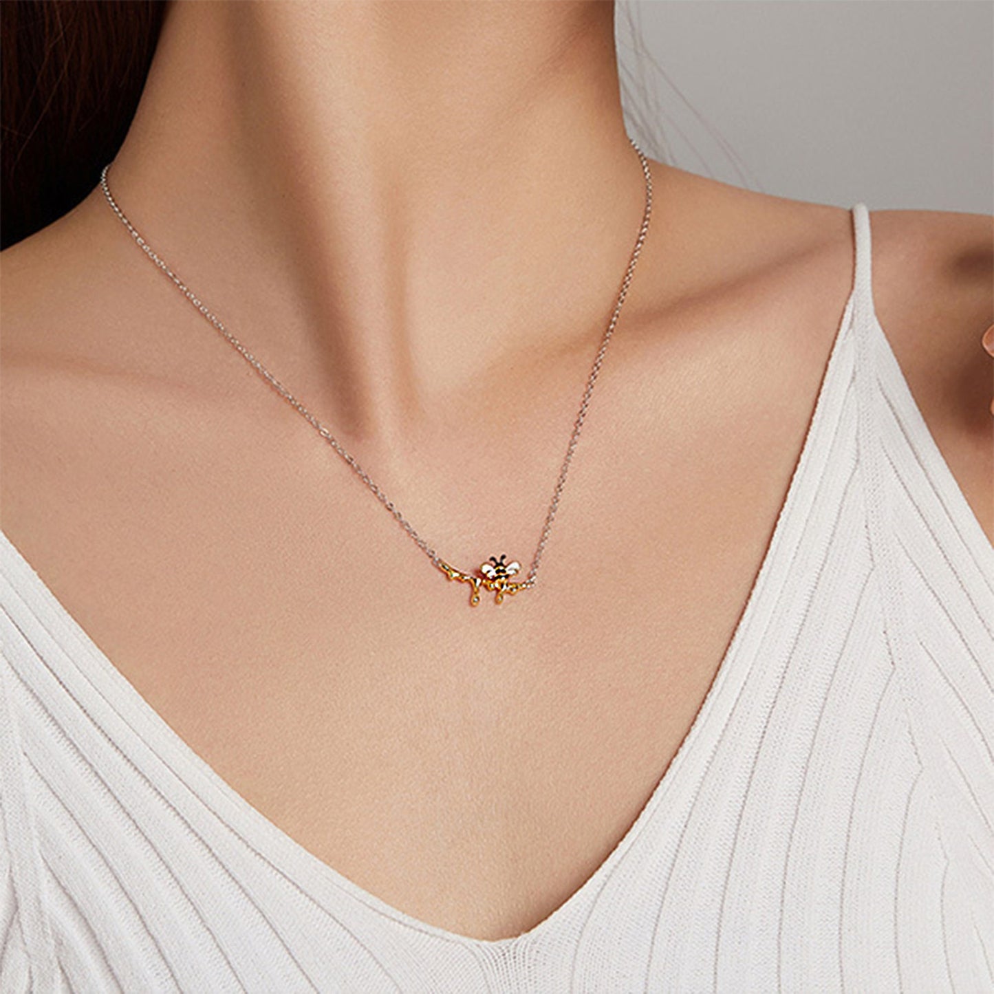 Dripping Honey & Bee Necklace