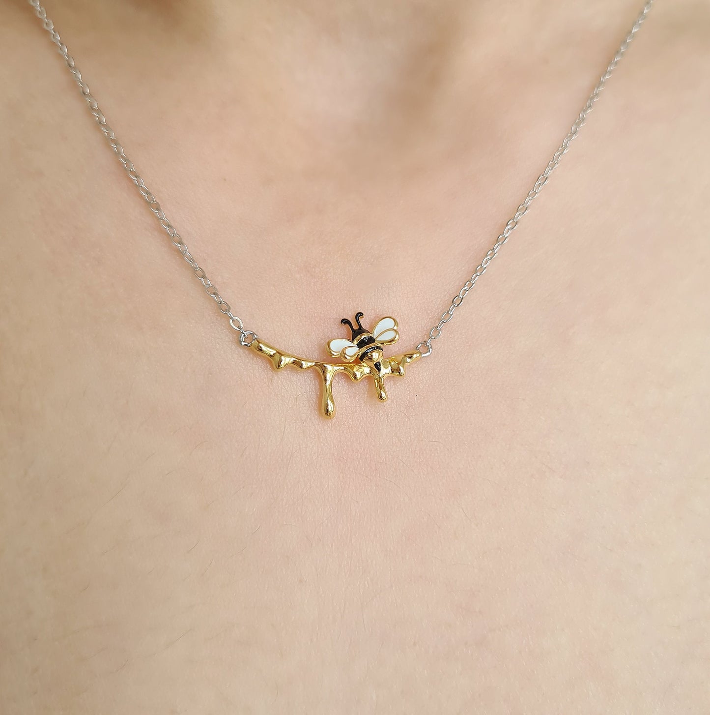 Dripping Honey & Bee Necklace