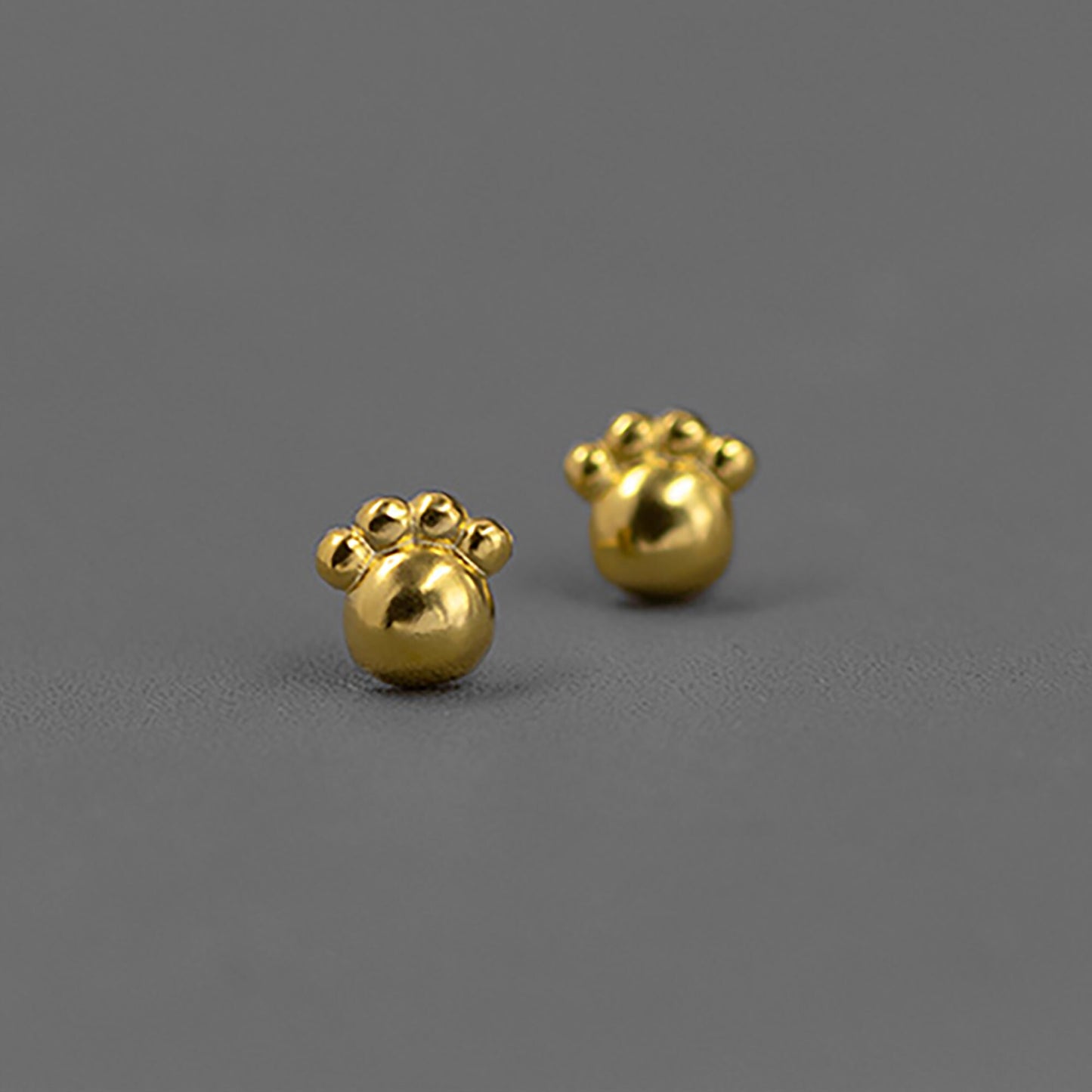 Cat Dog 3D Pawprint Sterling Silver Stud Earrings Animal Lover Birthday Gift Gold Plated Pawprint