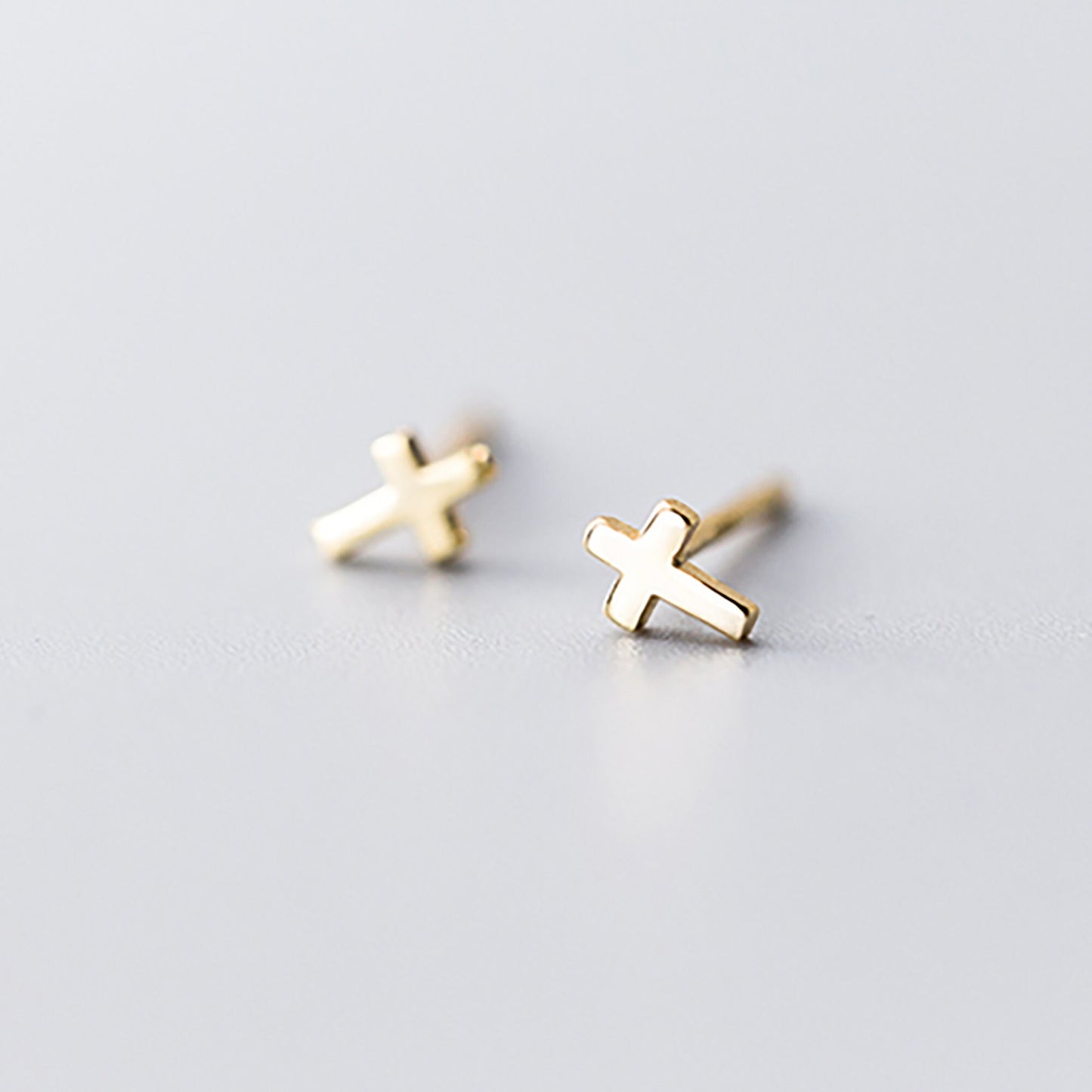 Petite Tiny Teeny Weeny Small 18k Sterling Silver Crystal Clover Flower Cross Star Studs Earrings Sleep in Seconds