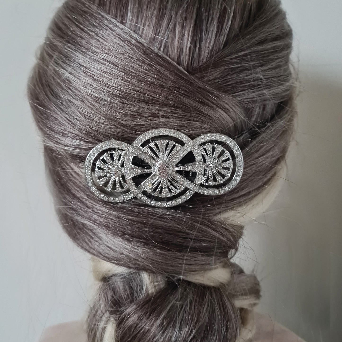 Antique Vintage Art Deco Circle Disc Round Wedding Bridal Wedding Side Hair Comb Bridesmaid Hair Slide