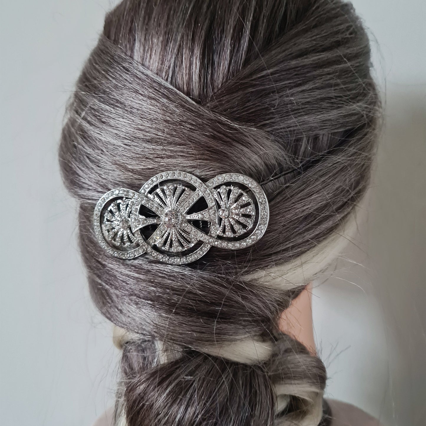 Antique Vintage Art Deco Circle Disc Round Wedding Bridal Wedding Side Hair Comb Bridesmaid Hair Slide