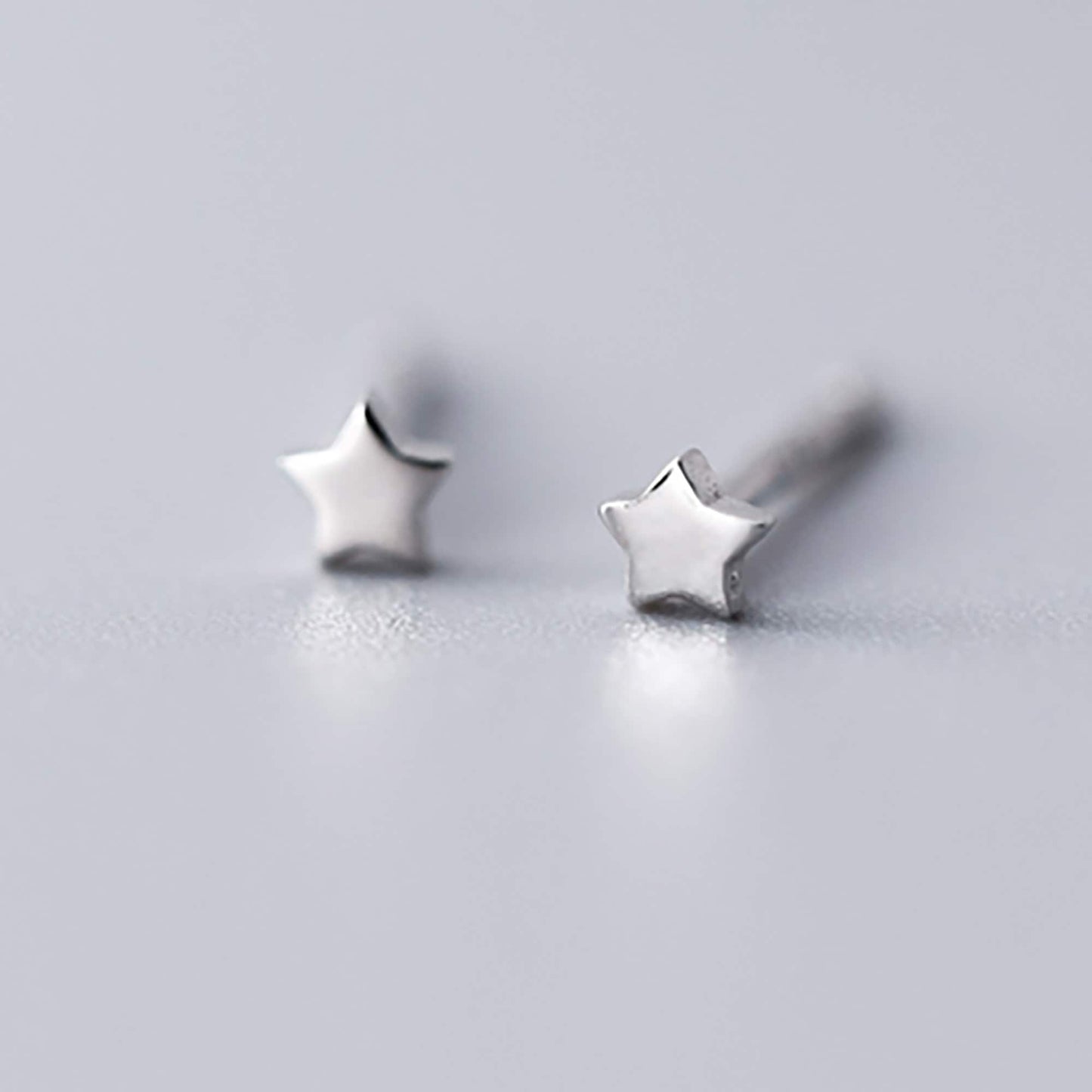 Tiny Mini Small 18k Sterling Silver Flower Studs Earrings Sleep in Diamante Crystal Clover Studs Mini stacking Wish Star Second Piercing