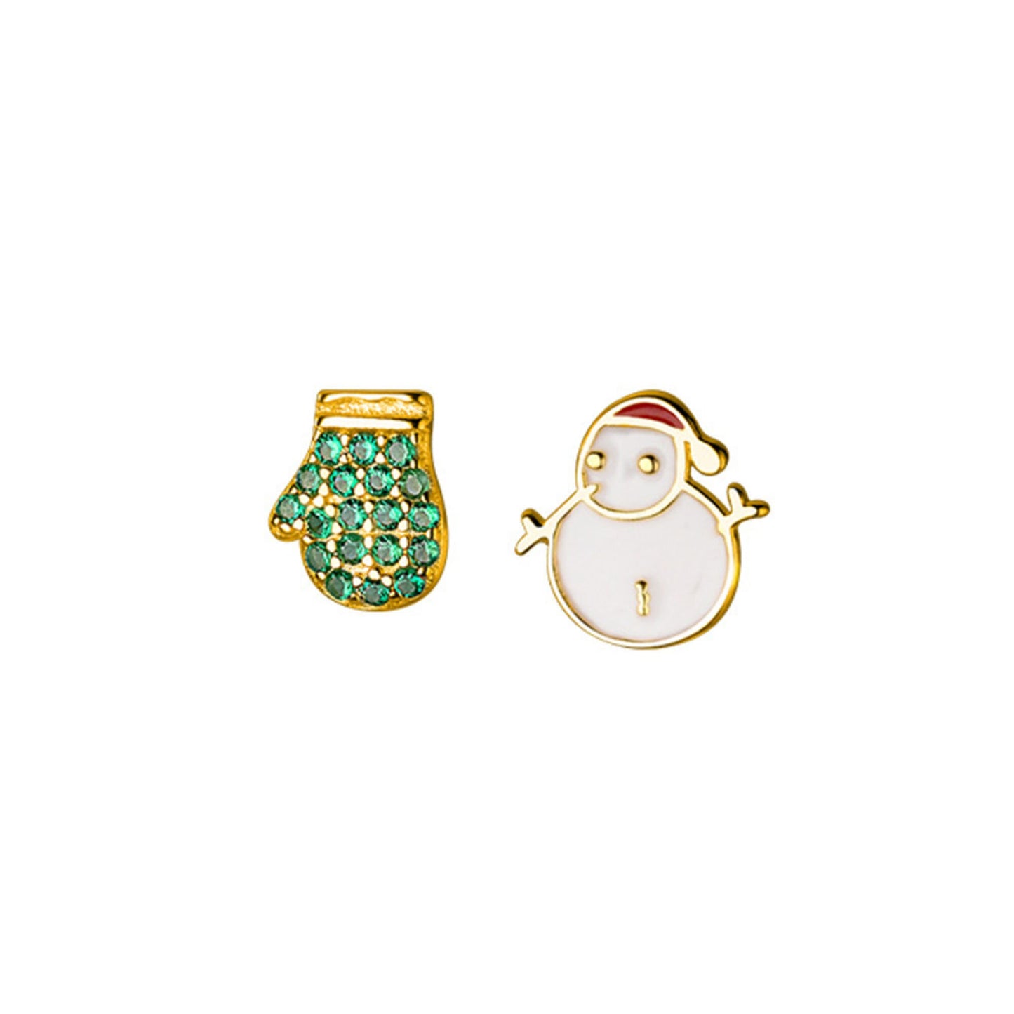 Gold Plated Silver Small Christmas Stud Earrings