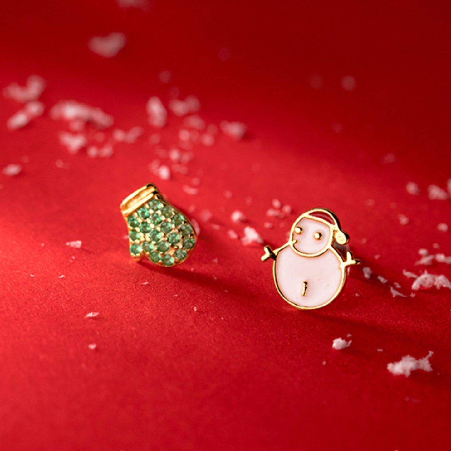 Gold Plated Silver Small Christmas Stud Earrings