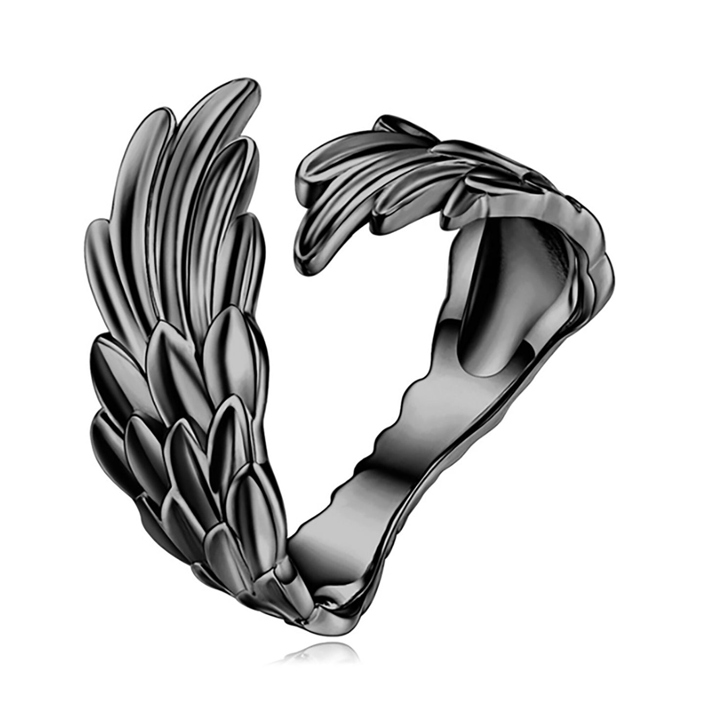 925 Sterling Silver Guardian Angel Wing Ring hug support Protection Wrap up Feather Silver Ring Band guardian angel wing studs earrings