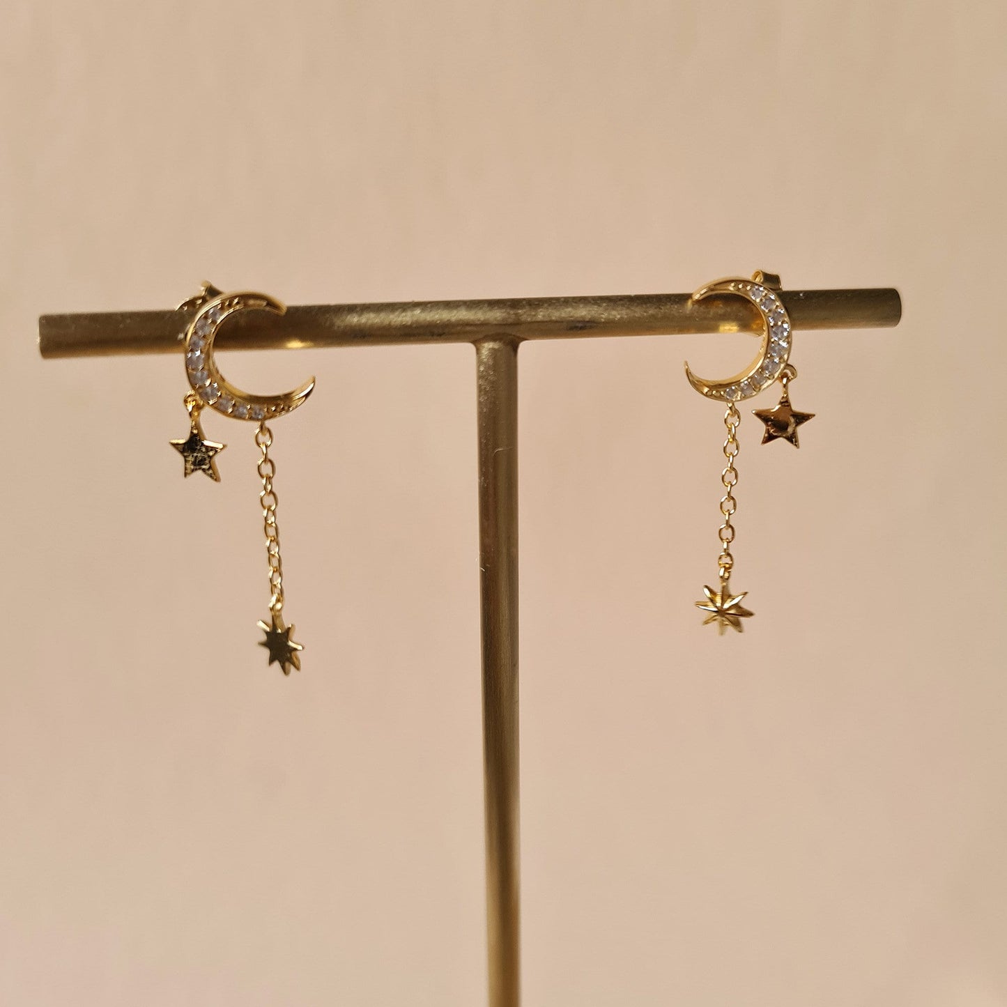 Gold Vermeil Celestial Chain Drop Earrings