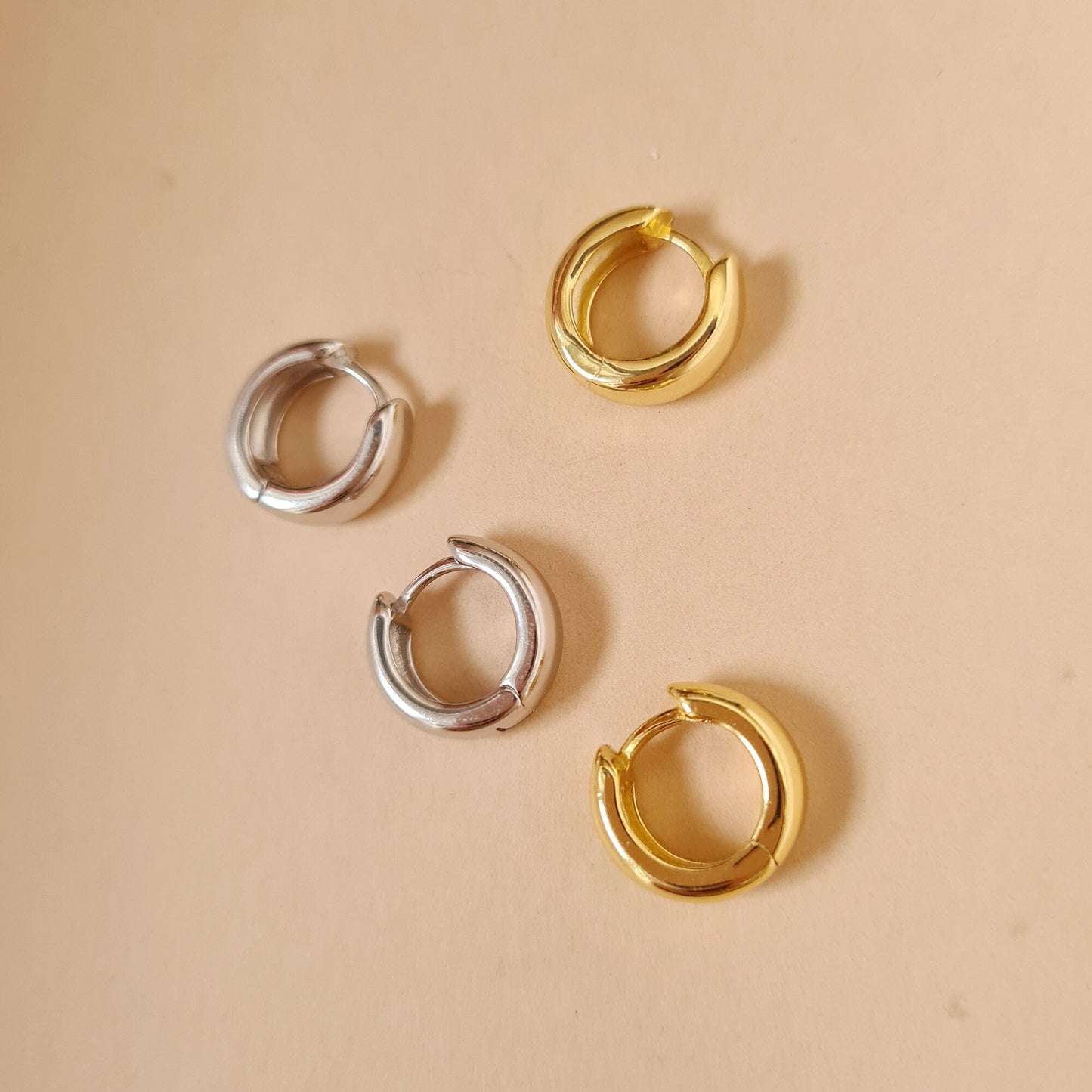 Mini Small Sterling Silver Gold Vermeil Huggie Hoop Earrings Daily Stackable