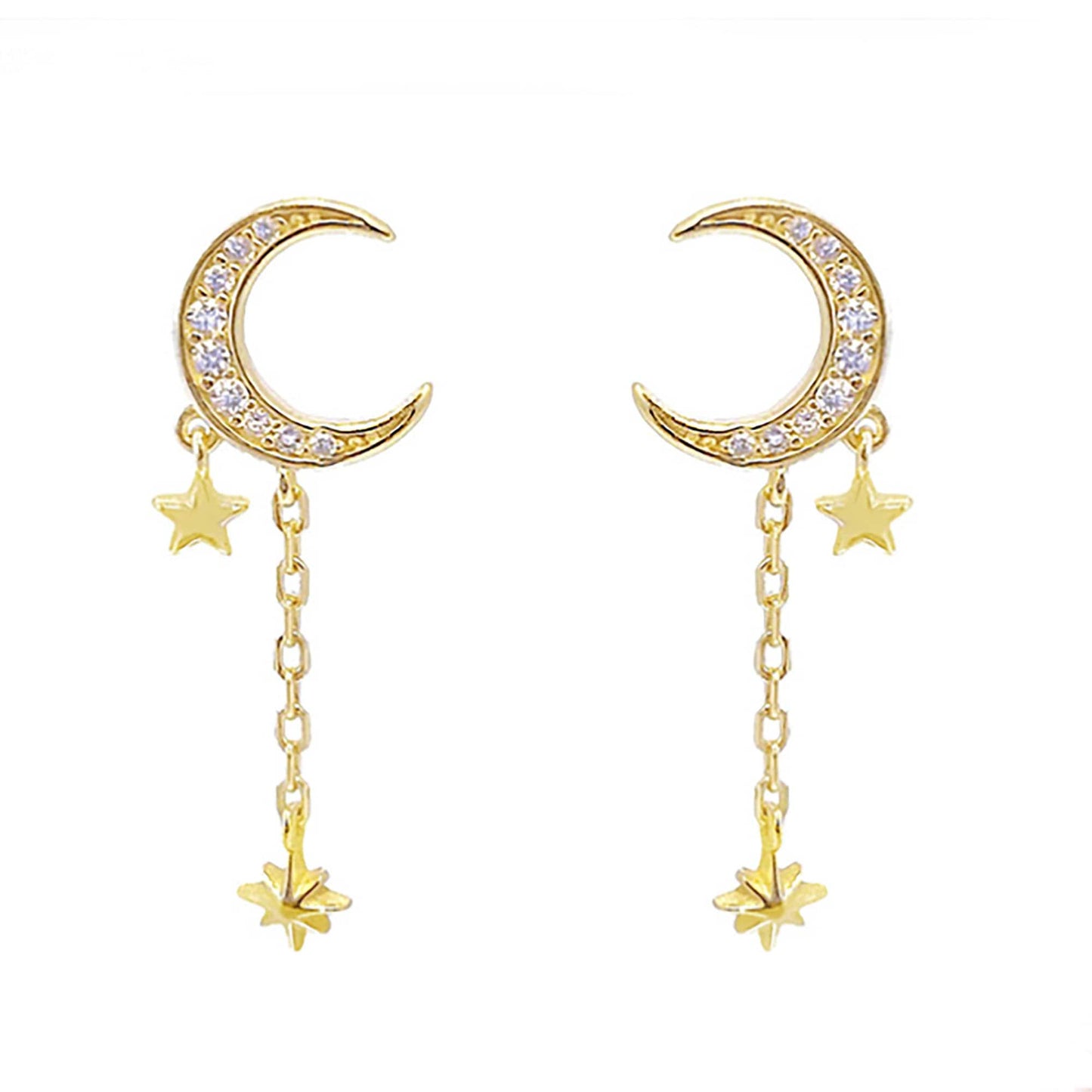 Gold Vermeil Celestial Chain Drop Earrings