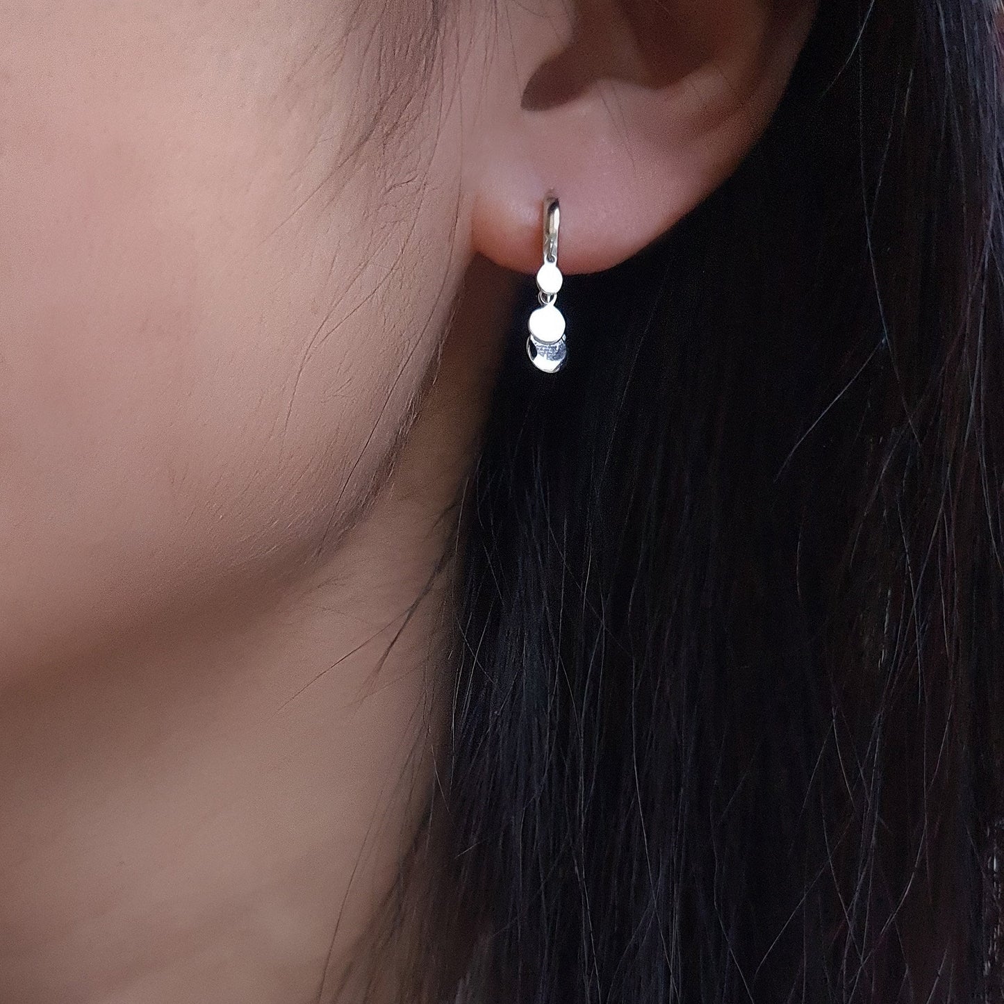 sterling silver gold vermeil small hoop earrings with sparkly discs mini huggie earrings