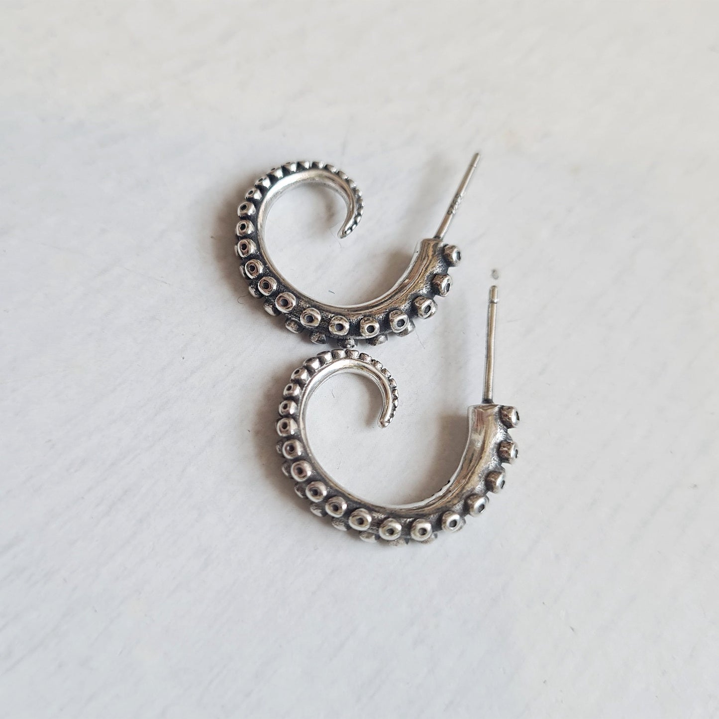 Sterling silver Pirate Octopus Tentacles Stud Earrings Punk Gothic Halloween Silver Earrings