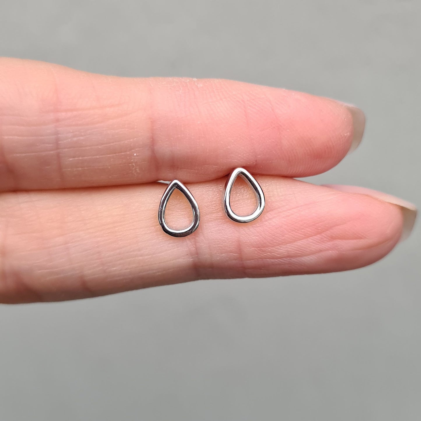 Sterling Silver Mini Teardrop Rain Drop Stud Earrings