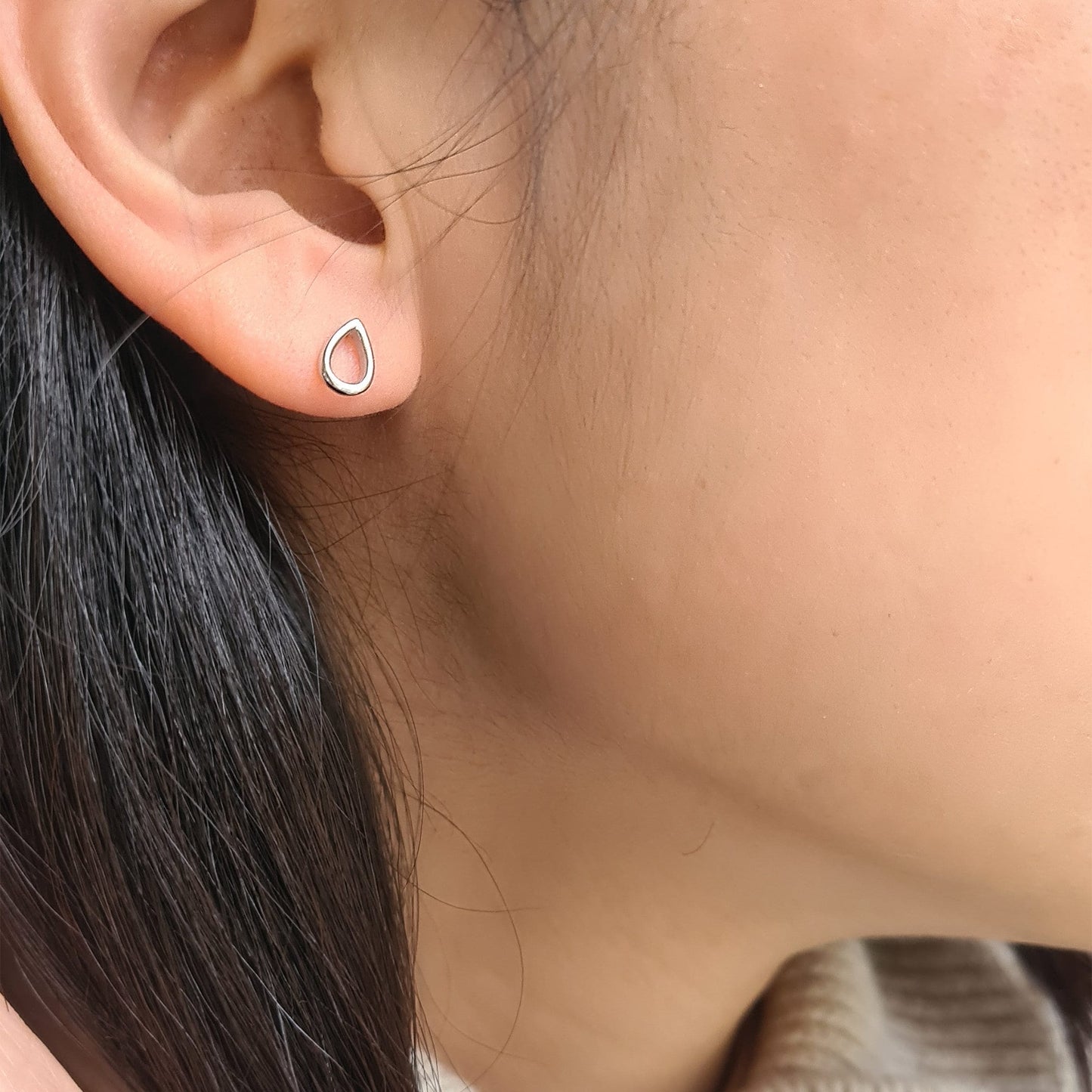 Sterling Silver Mini Teardrop Rain Drop Stud Earrings Minimalist Everyday Stackable Earrings